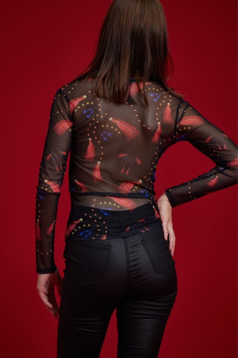 Bluse mit Herz-Netzstoff