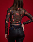 Bluse mit Herz-Netzstoff