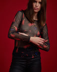 Bluse mit Herz-Netzstoff