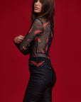 Bluse mit Herz-Netzstoff