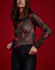 Bluse mit Herz-Netzstoff