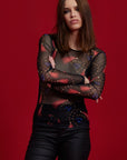Bluse mit Herz-Netzstoff