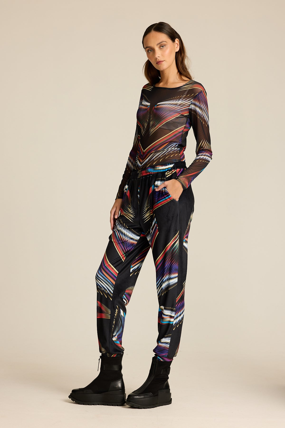 Longsleeve siateczka Meteor Multicolor COLORAT – autorski print Meteor