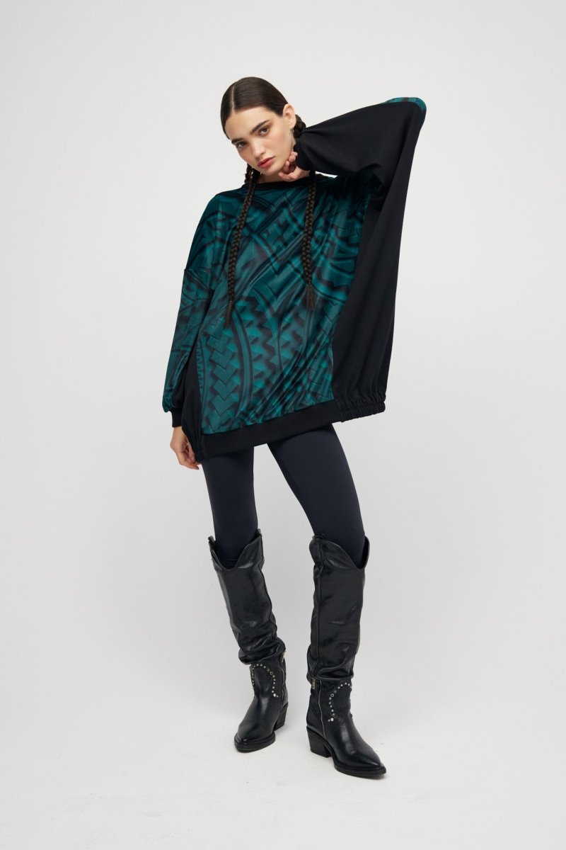 Tunique oversize verte Maori